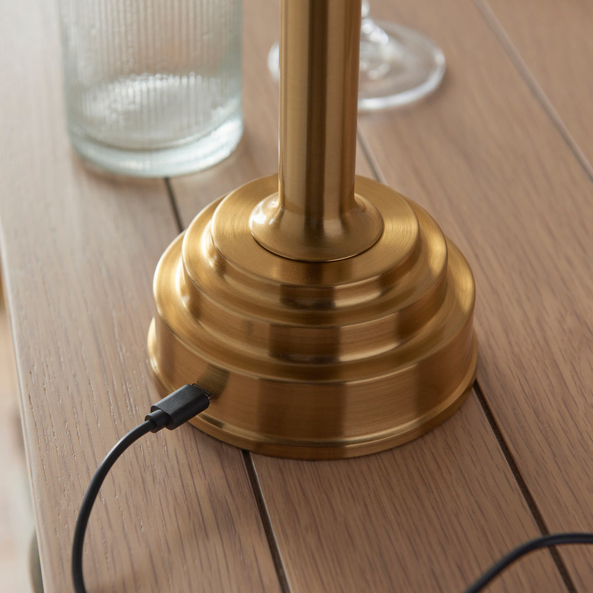 Endon Upton Rechargeable Table Lamp Base Aged Brass