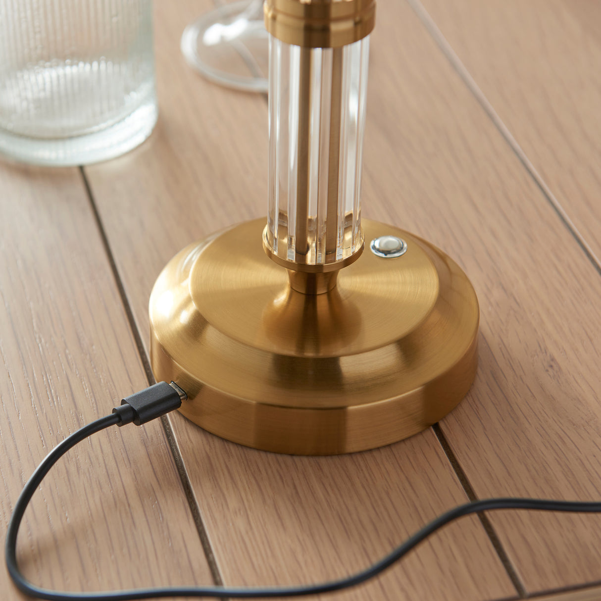 Endon Morton Rechargeable Table Lamp Base Aged Brass