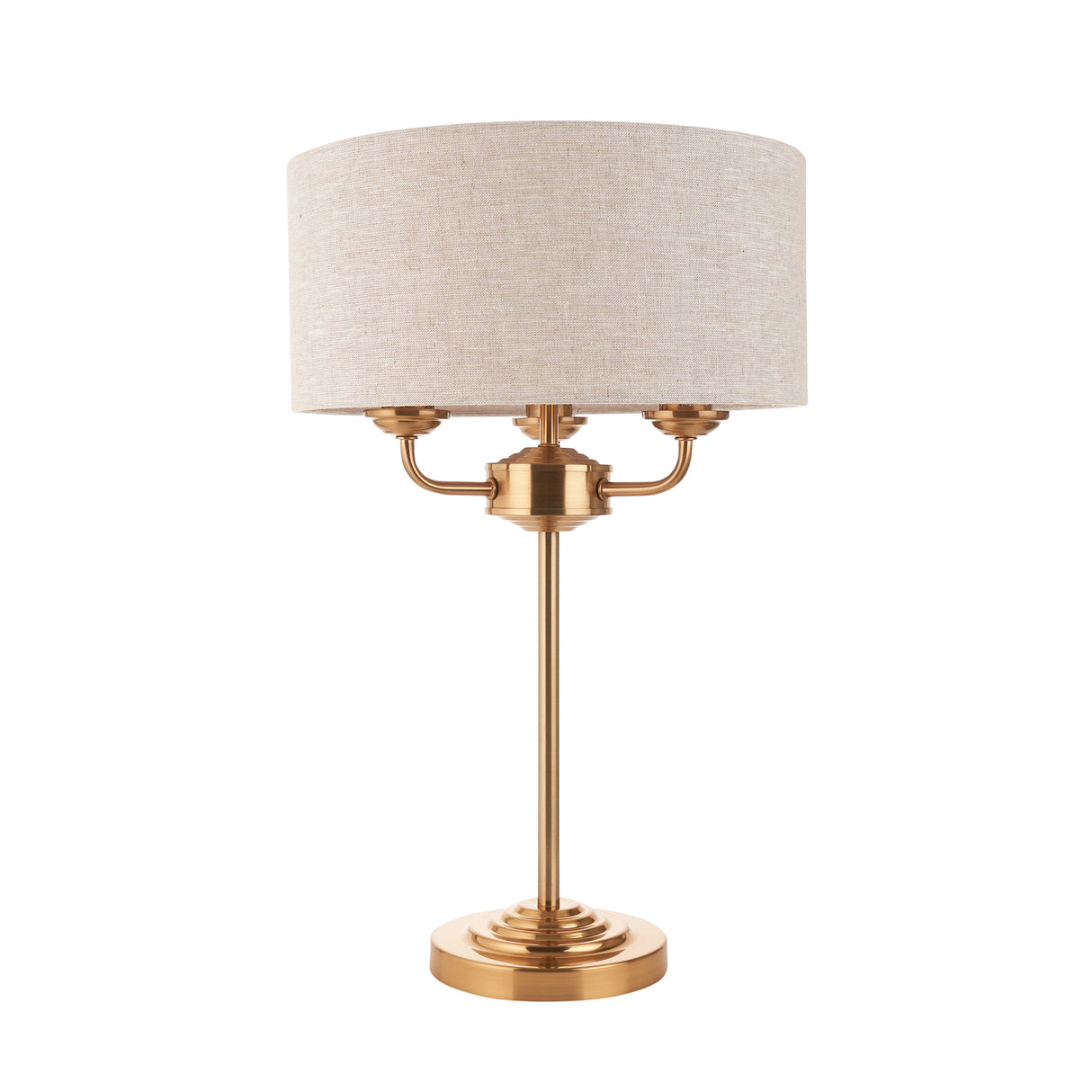 Endon Highclere Table Lamp Vintage Brass & Linen