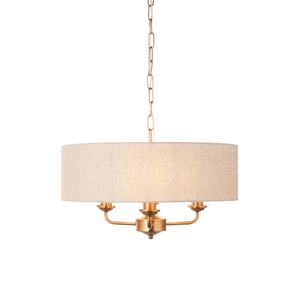 Endon Highclere 3lt Pendant Vintage Brass & Linen