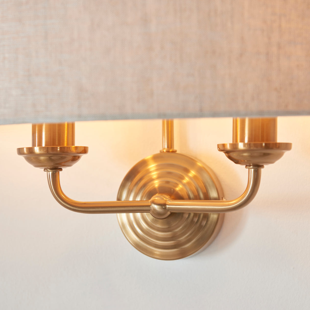Endon Highclere Wall Light Vintage Brass & Linen