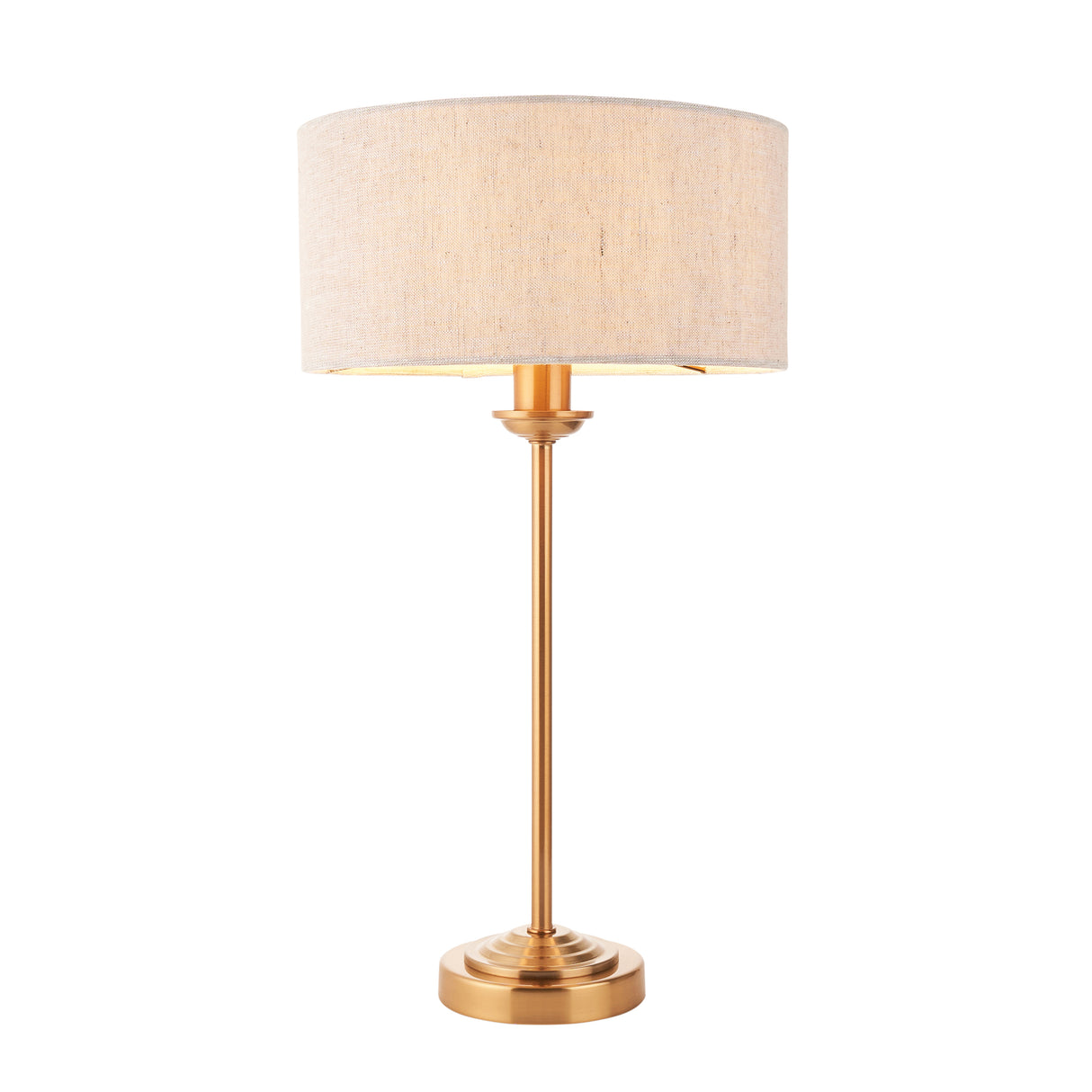 Endon Highclere Single Stem Table Lamp Vintage Brass & Linen