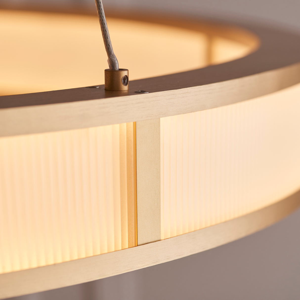Endon Classic Ribbed Hoop LED Pendant Brushed Gold