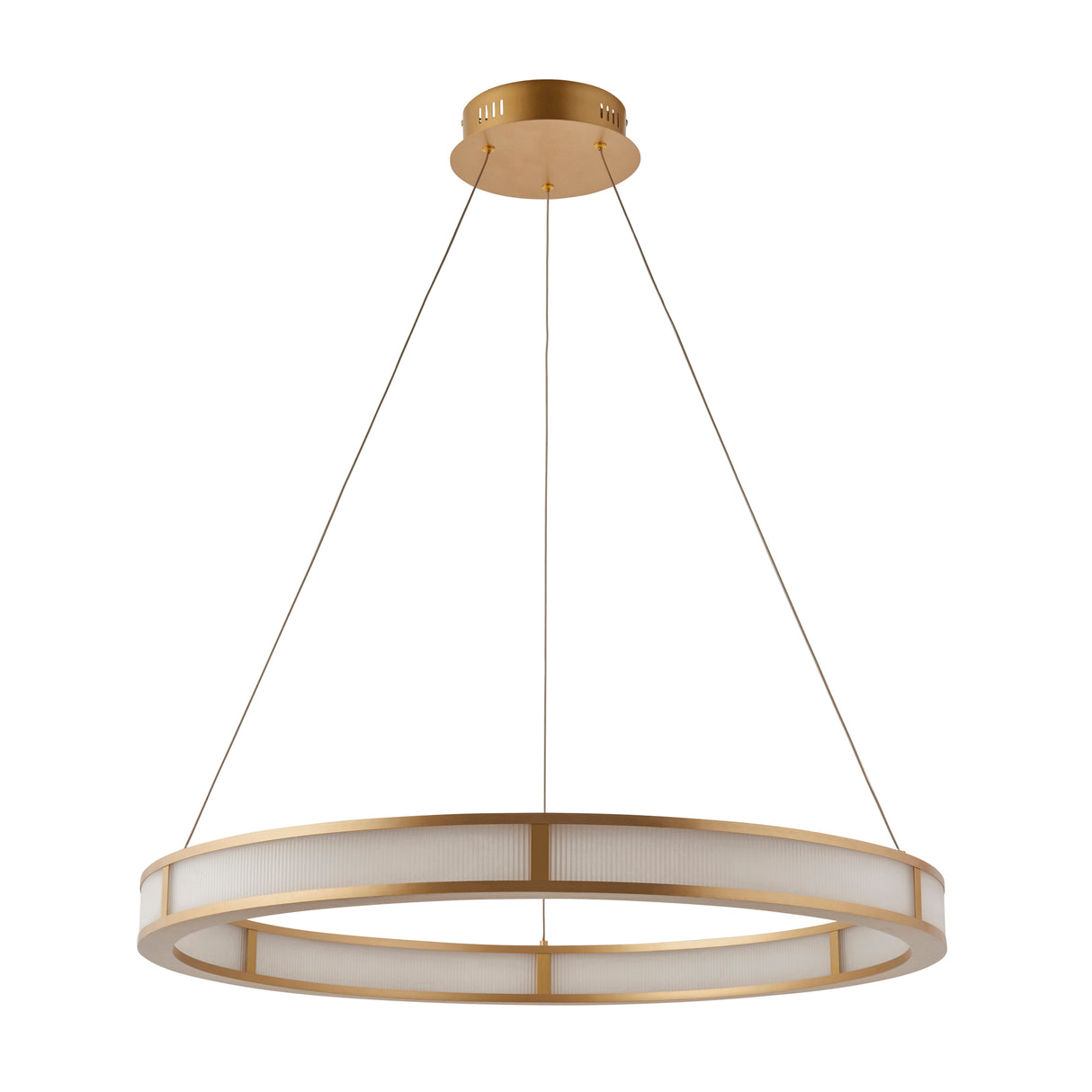 Endon Classic Ribbed Hoop LED Pendant Brushed Gold