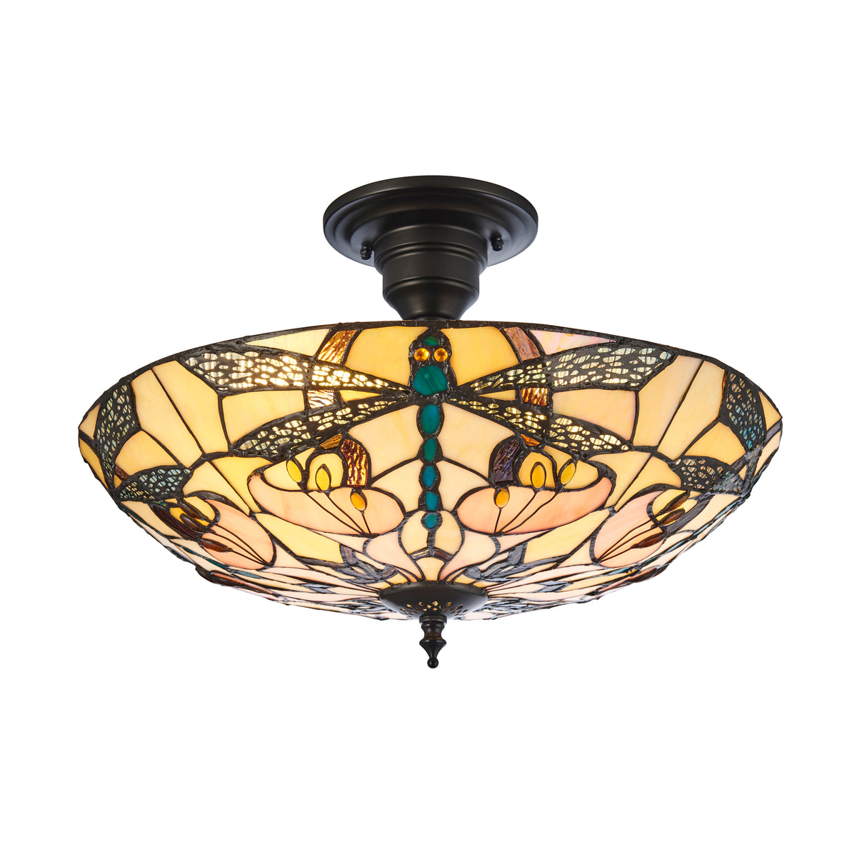 Tiffany Ashton 3lt Semi Flush Ceiling Light
