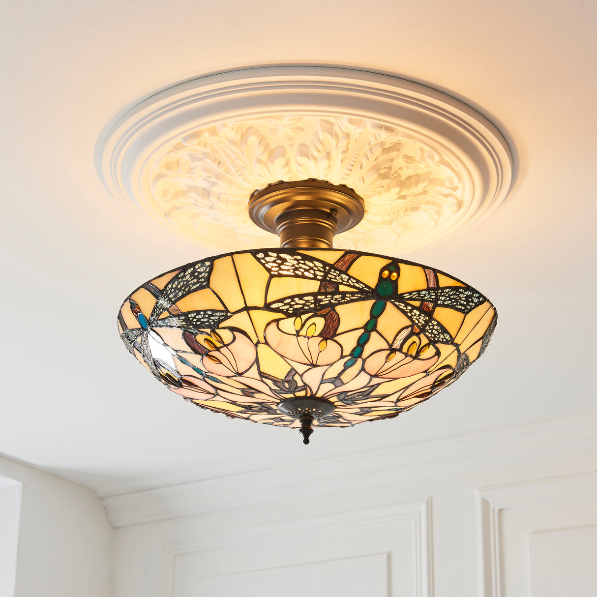 Tiffany Ashton 3lt Semi Flush Ceiling Light