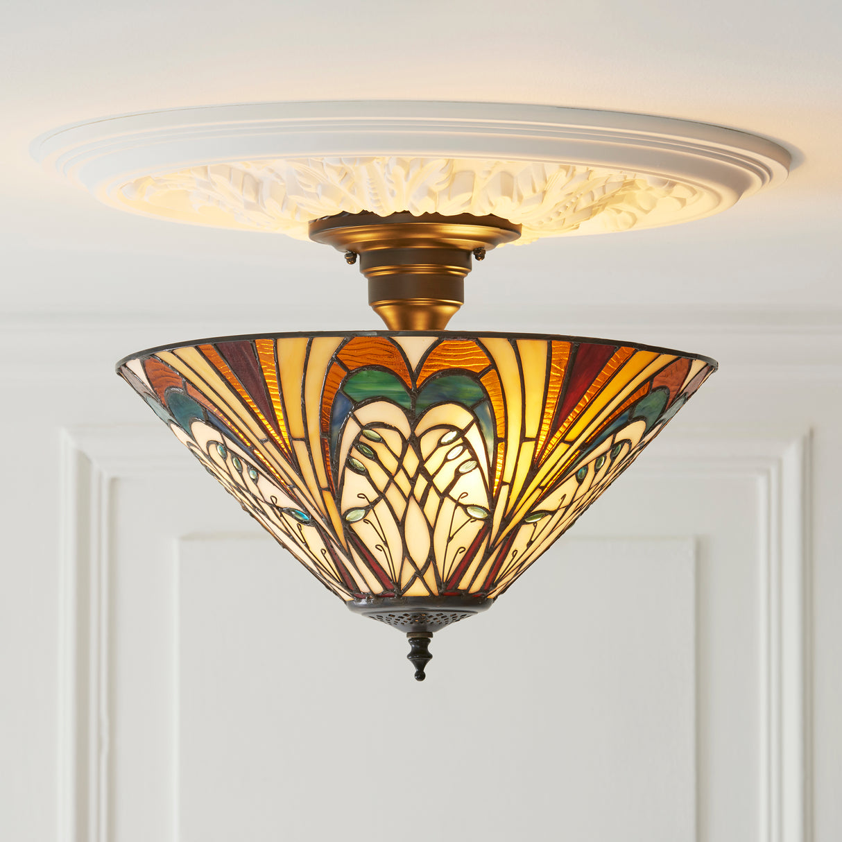 Tiffany Hector 3lt Semi Flush Ceiling Light