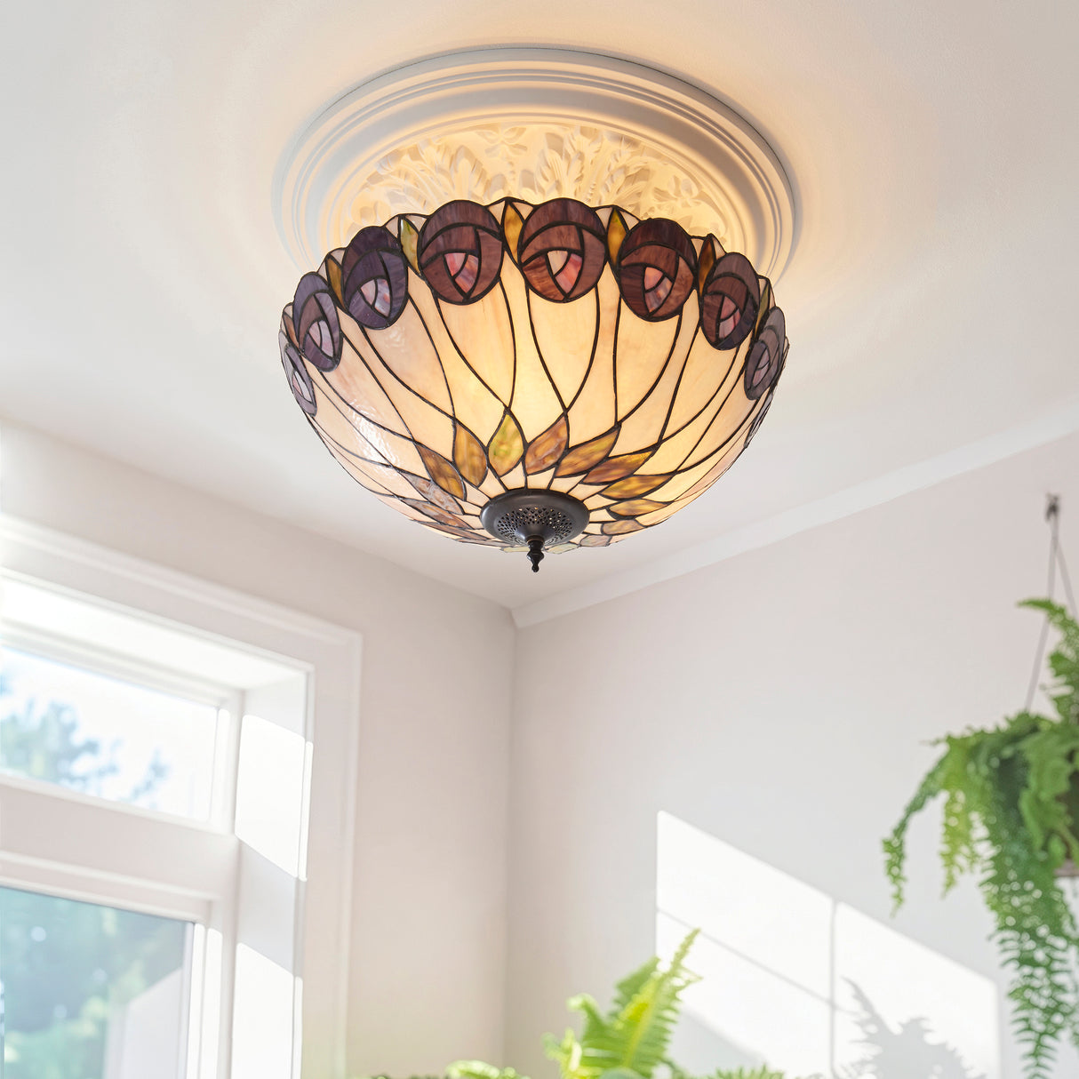Tiffany Hutchinson 3lt Semi Flush Ceiling Light