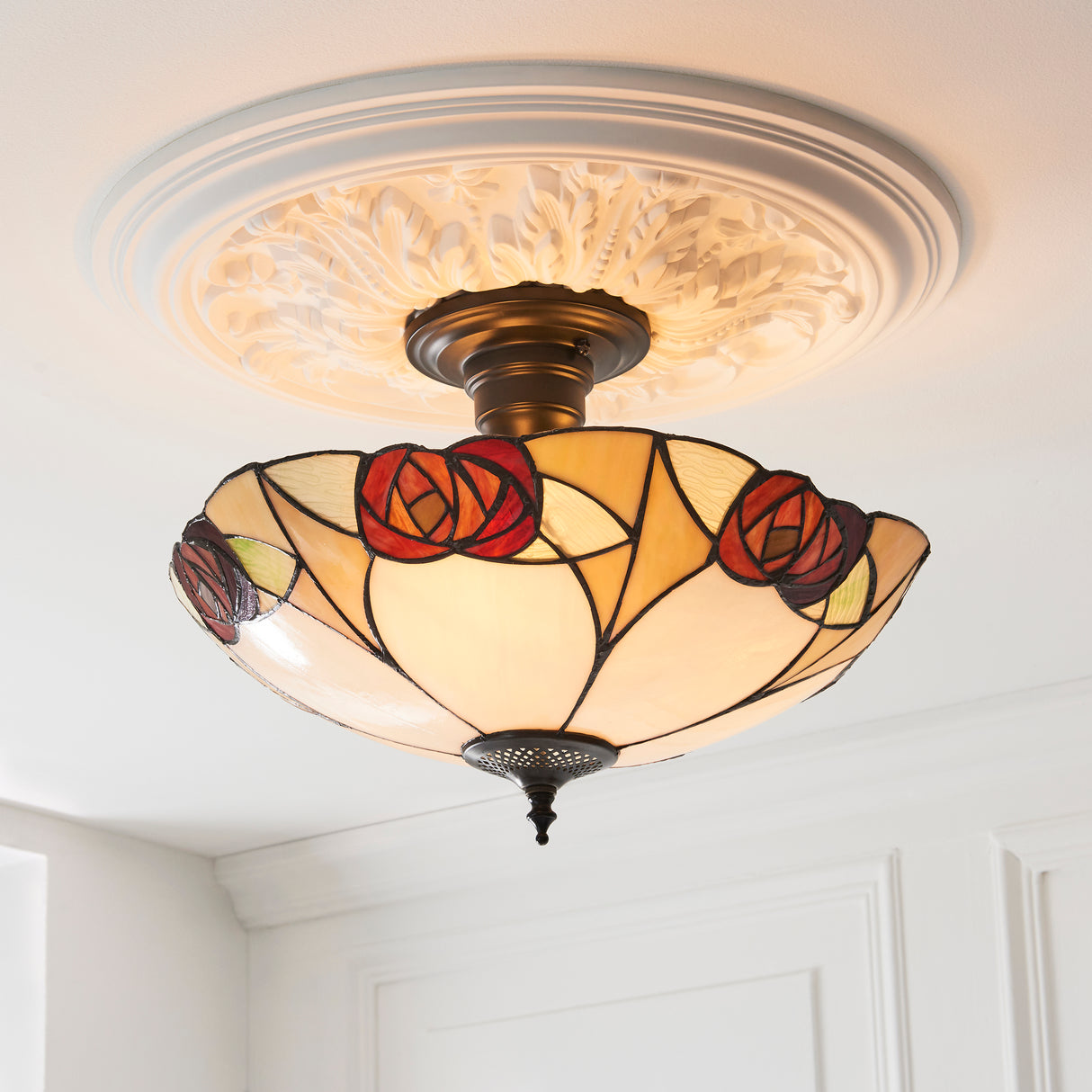Tiffany Ingram 3lt Semi Flush Ceiling Light
