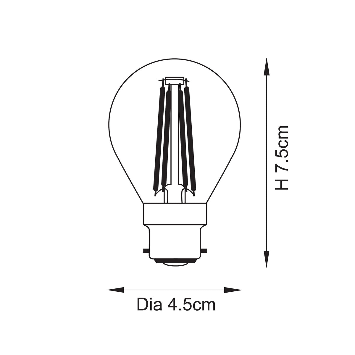 Endon B22 LED Light Bulb Filament Golf-Ball Dimmable