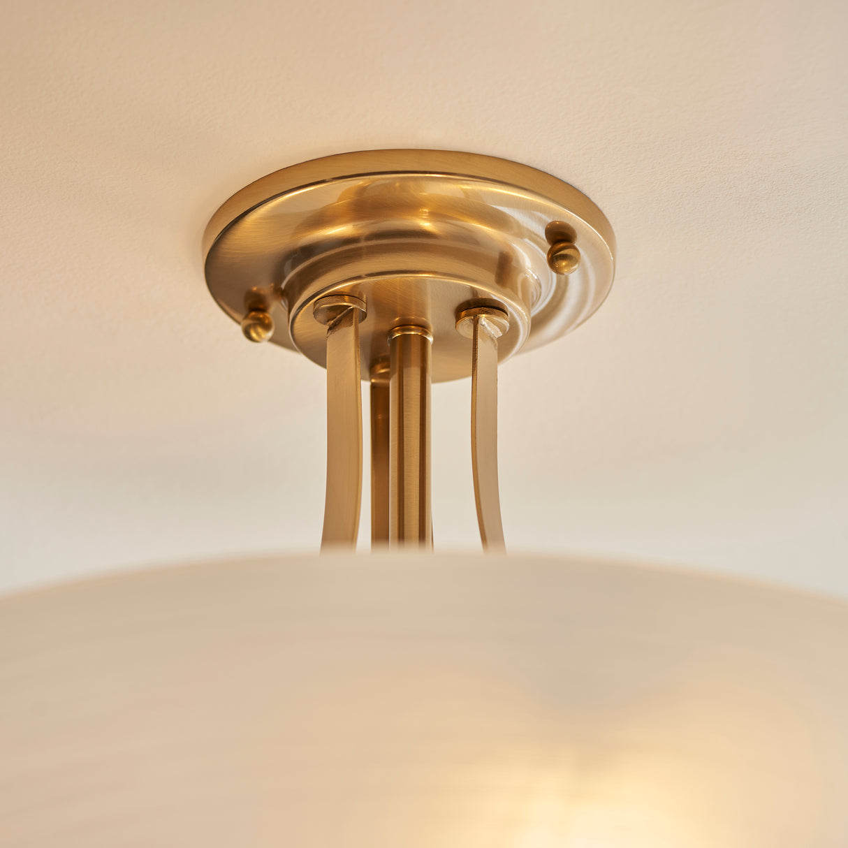 Endon Welles 3lt Semi-Flush Ceiling Light Brushed Aged Brass