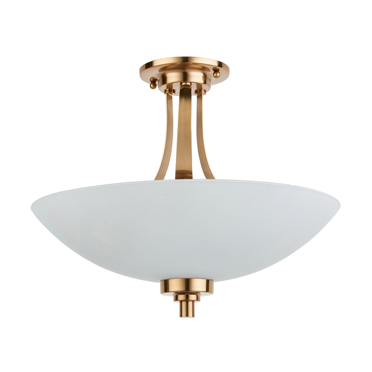 Endon Welles 3lt Semi-Flush Ceiling Light Brushed Aged Brass
