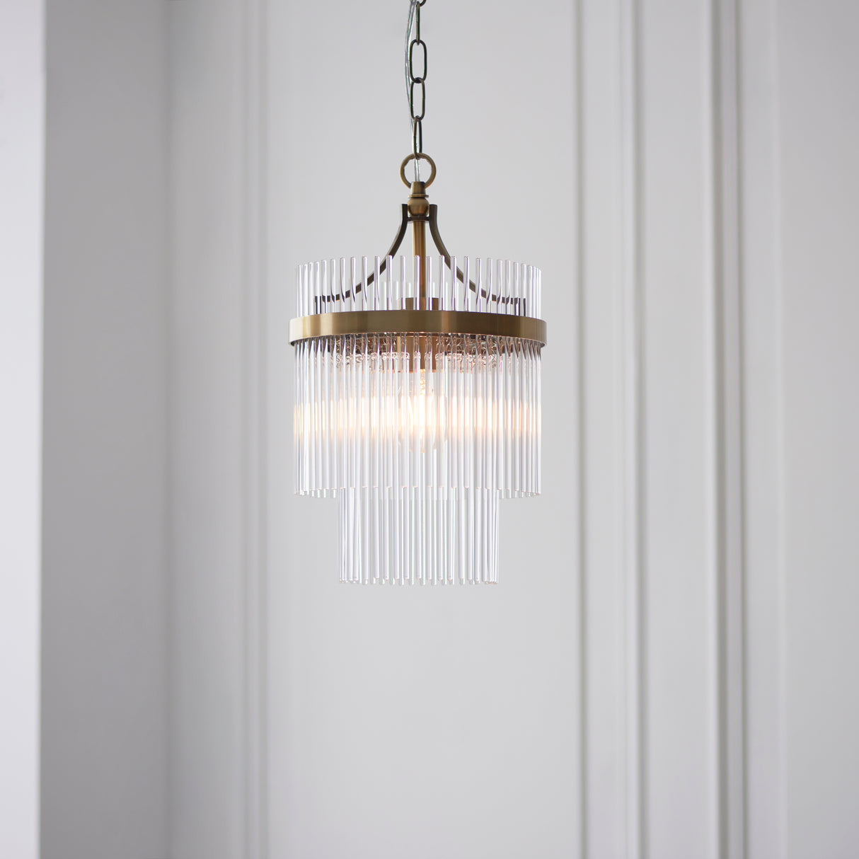 Endon Marietta Pendant Chandelier Antique Brass & Glass