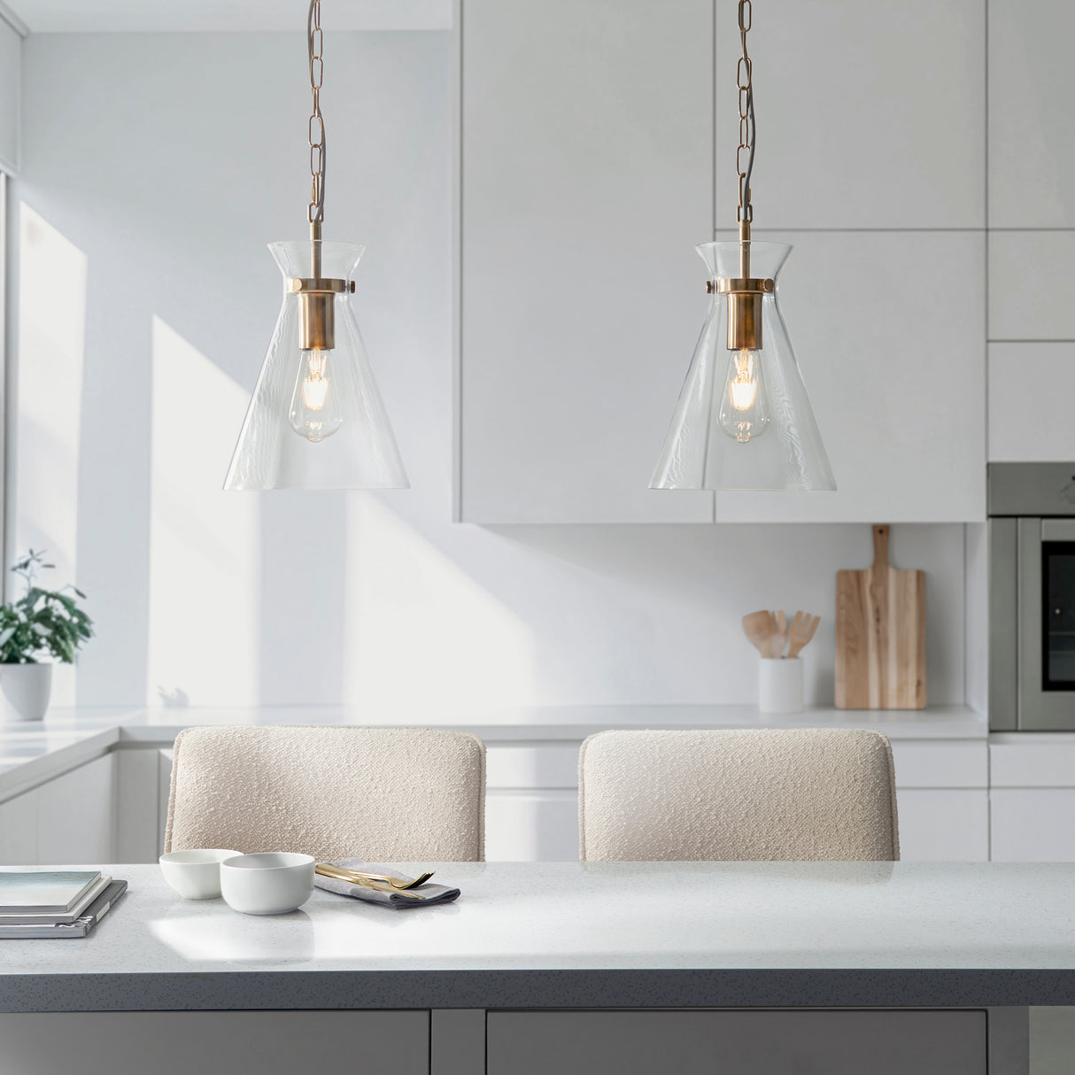 Endon Harlow Pendant Brushed Aged Brass