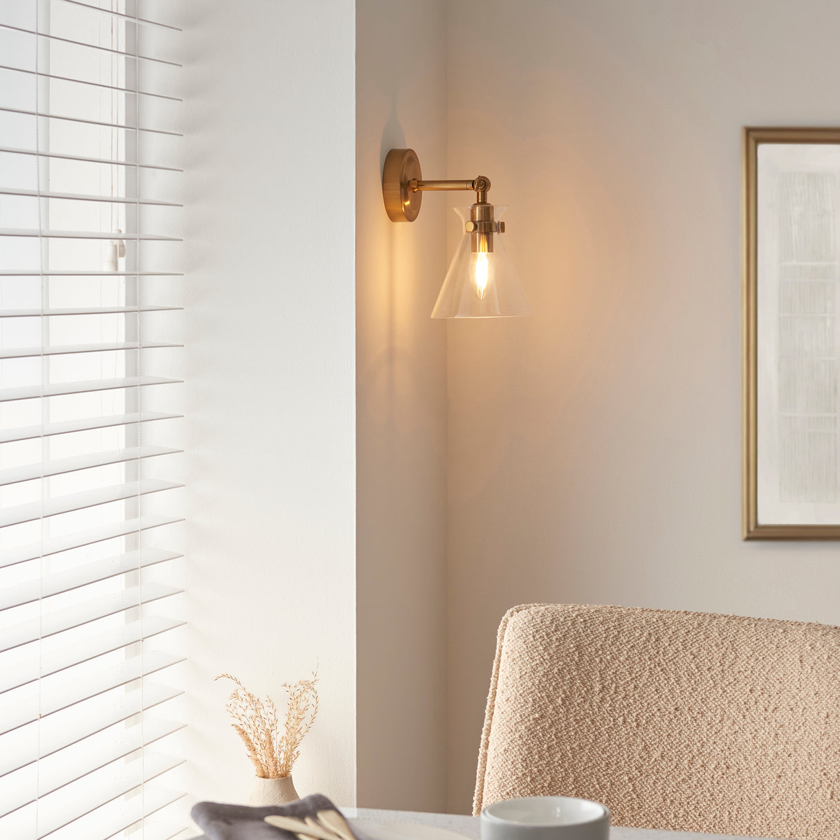 Endon Harlow Wall Light Brushed Aged Brass