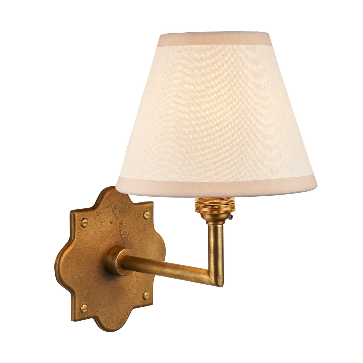 Endon Anvil Angle & Ivy 16cm Wall Antique brass & vintage white fabric