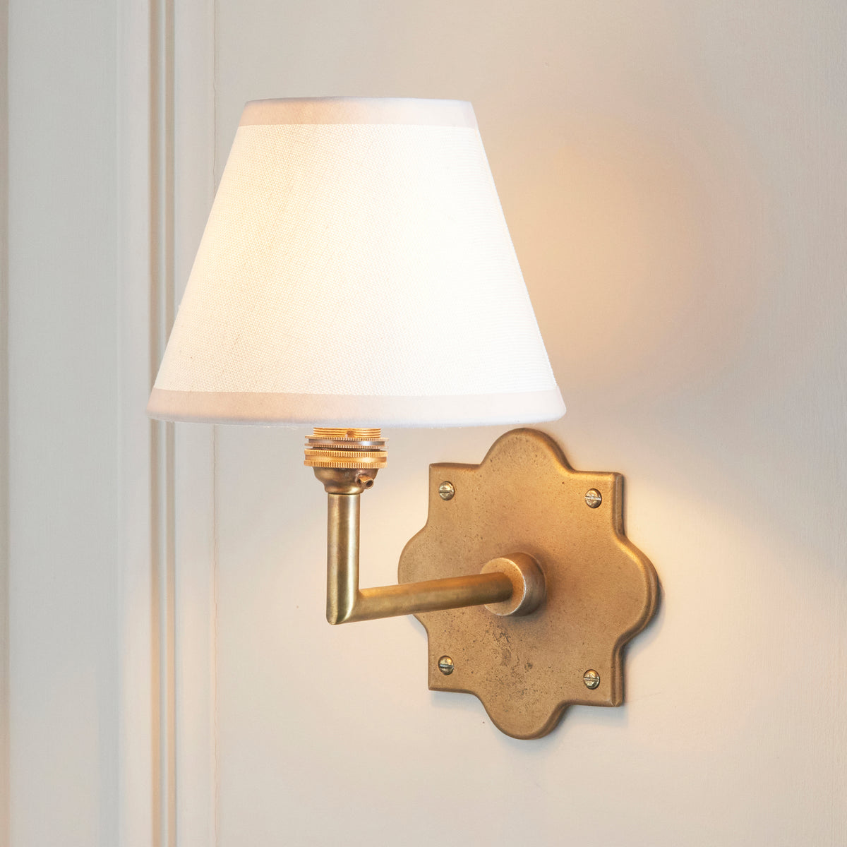 Endon Anvil Angle & Ivy 16cm Wall Antique brass & vintage white fabric