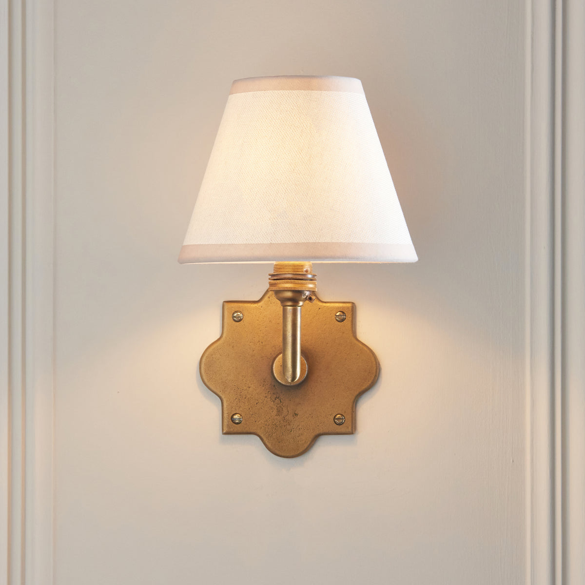 Endon Anvil Angle & Ivy 16cm Wall Antique brass & vintage white fabric