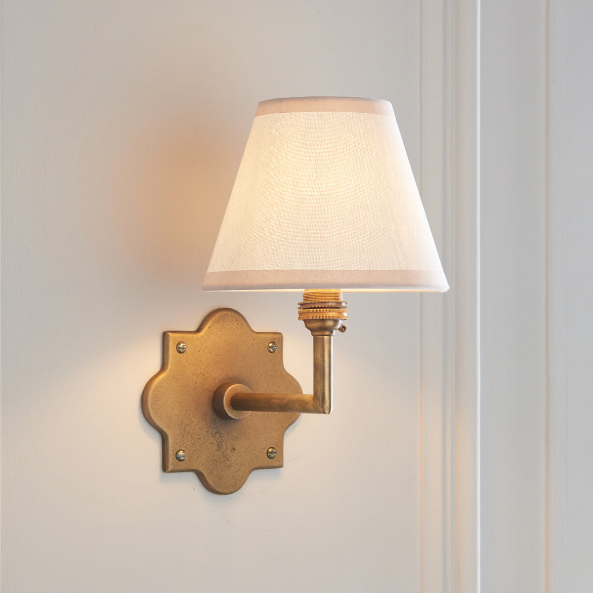Endon Anvil Angle & Ivy 16cm Wall Antique brass & vintage white fabric