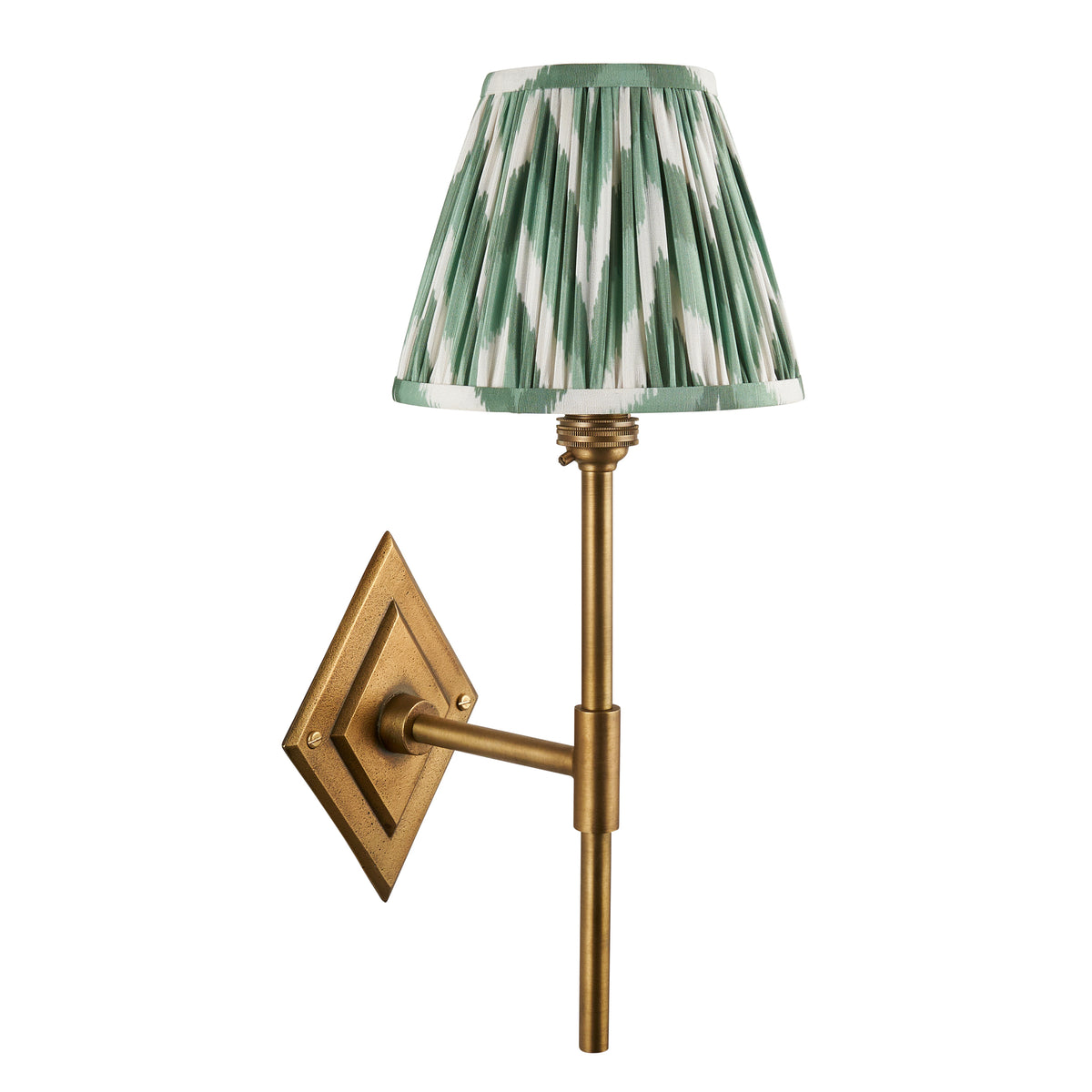 Endon Diamond Tall & Zigzag 16cm Wall Antique brass & cotswold green fabric