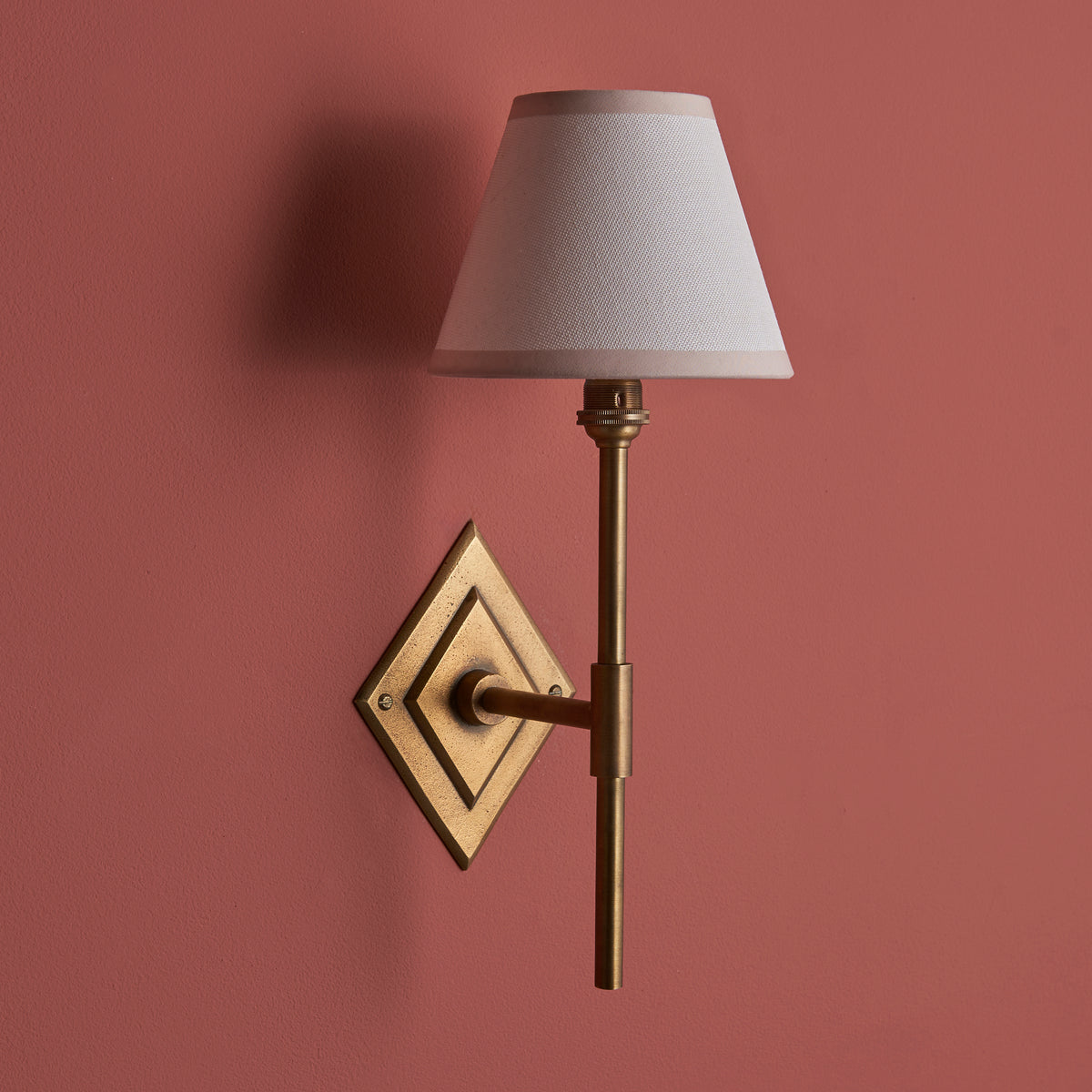 Endon Diamond Tall & Ivy 16cm Wall Antique brass & vintage white fabric