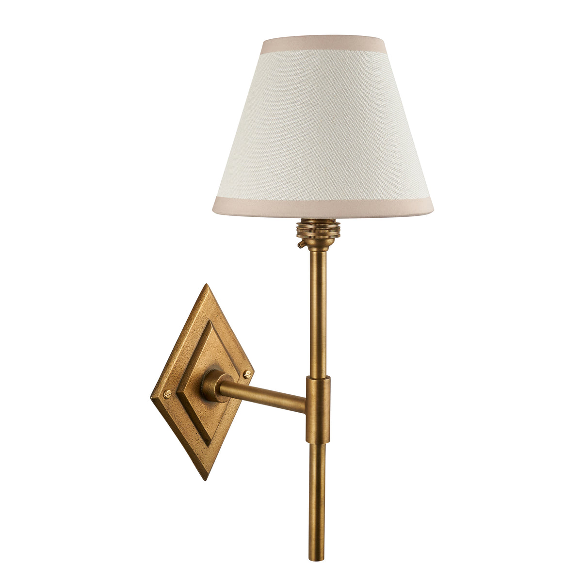 Endon Diamond Tall & Ivy 16cm Wall Antique brass & vintage white fabric
