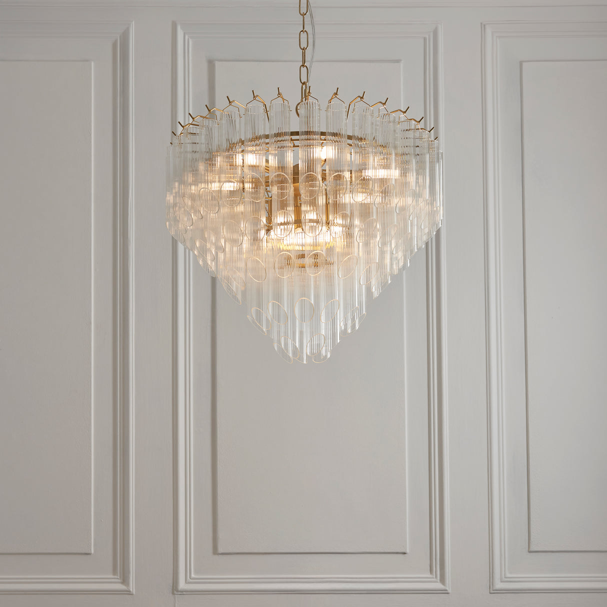 Endon Toulouse Chandelier Satin Brass & Angled Glass