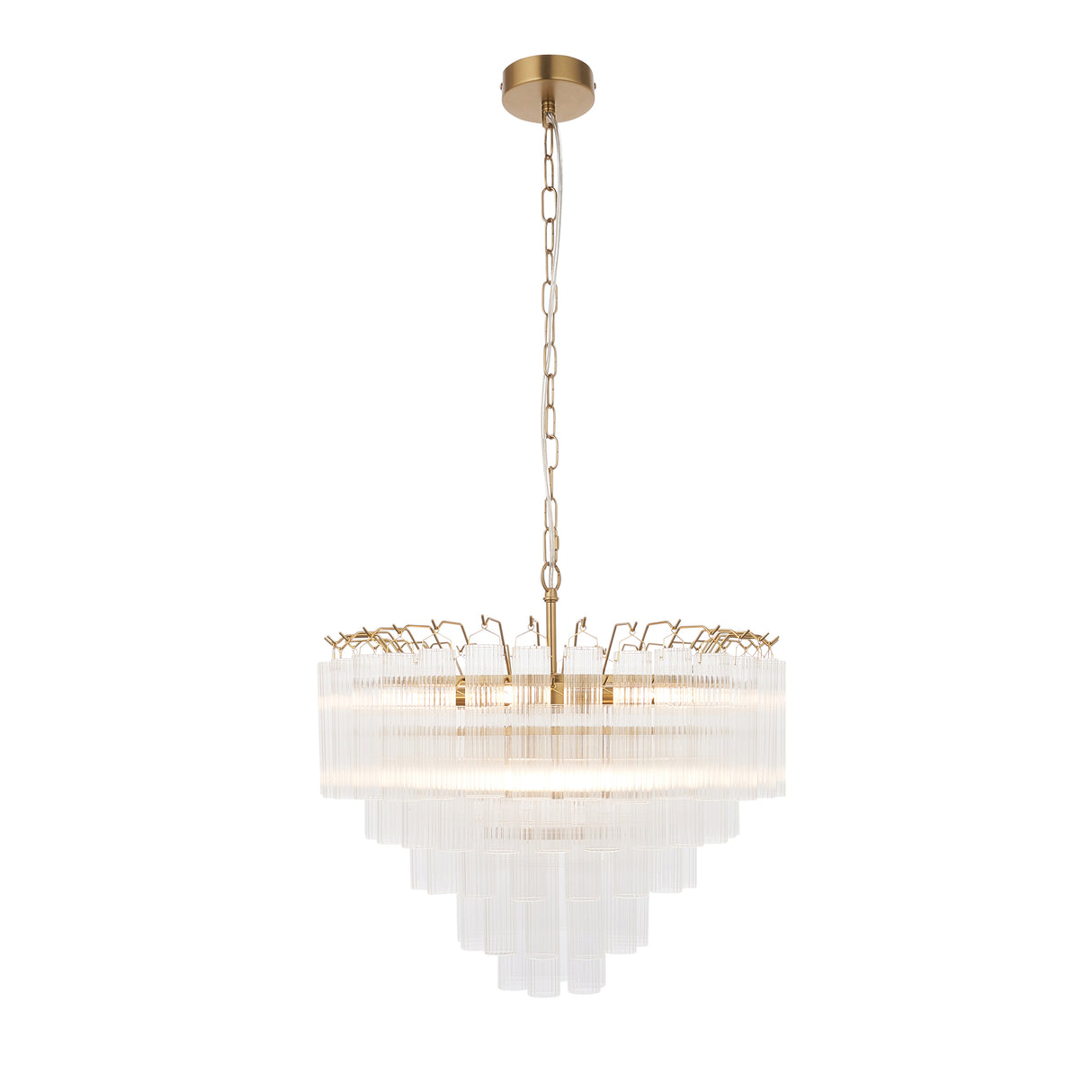 Endon Toulouse Chandelier Satin Brass & Ribbed Glass