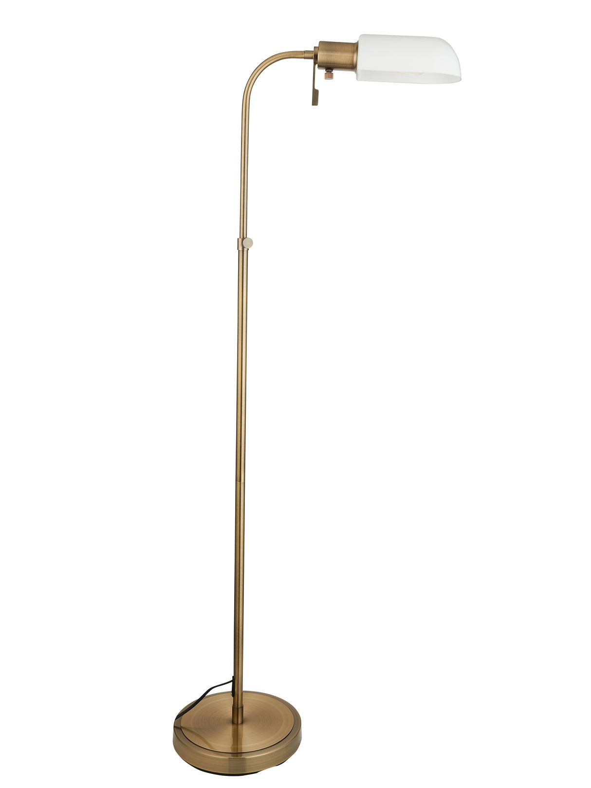Endon Pharmacy Reading Floor Lamp Antique Brass with Opal Glass