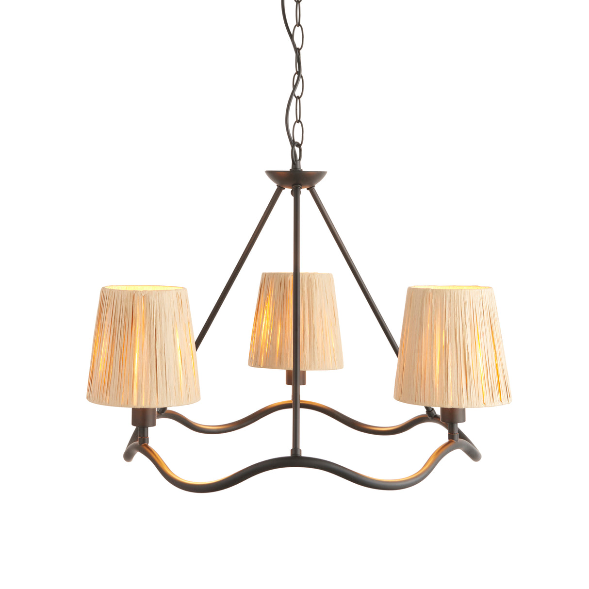 Endon Wriggle 3lt Pendant Matt black & natural raffia