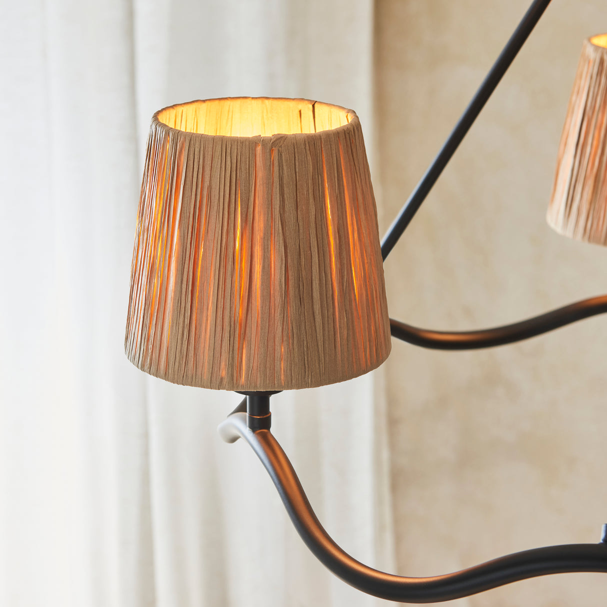 Endon Wriggle 3lt Pendant Matt black & natural raffia