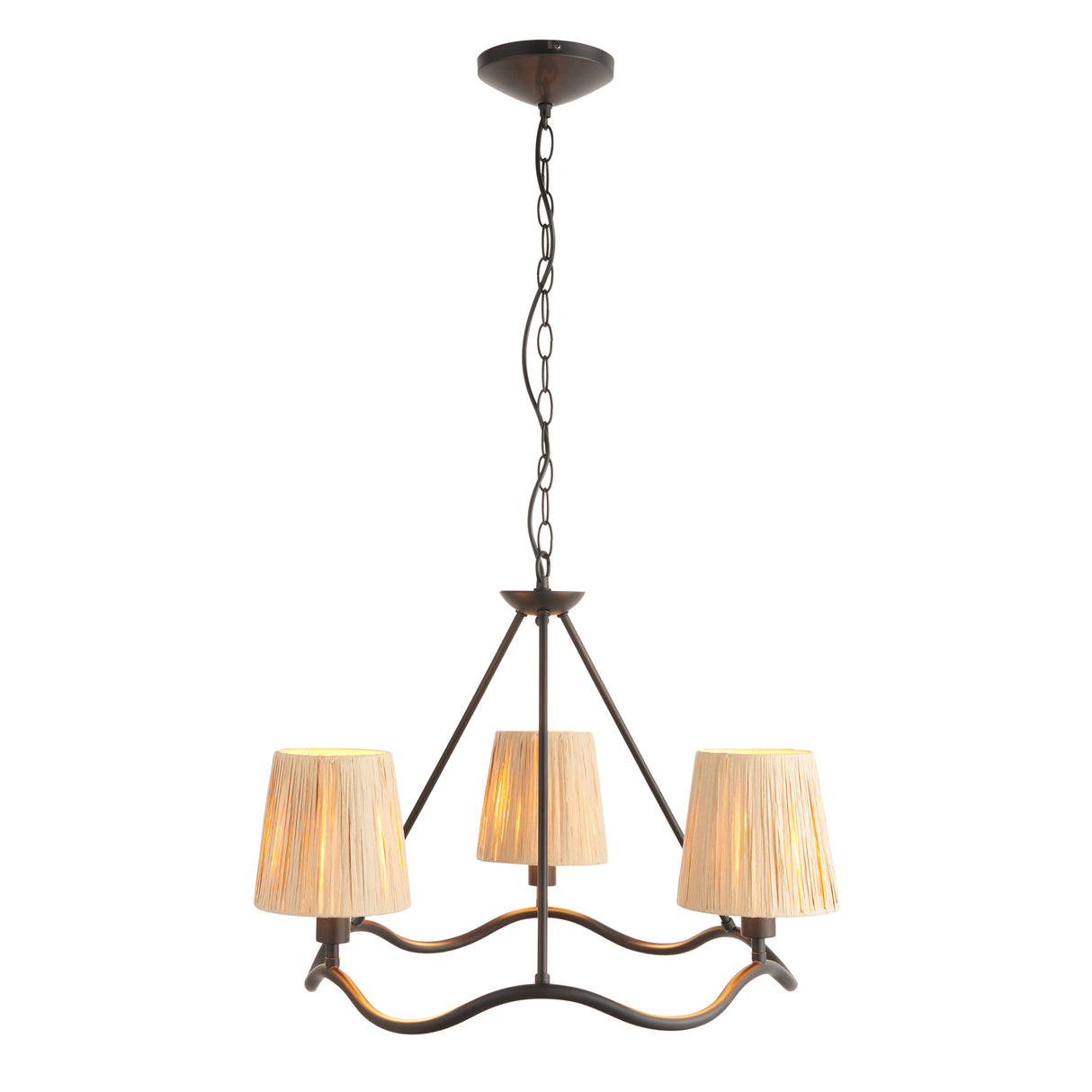 Endon Wriggle 3lt Pendant Matt black & natural raffia
