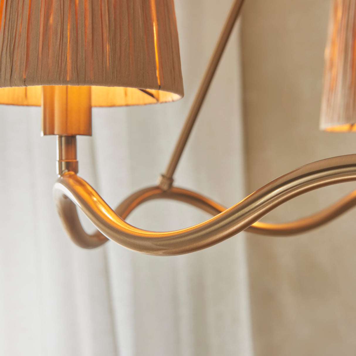Endon Wriggle 3lt Pendant Brushed aged brass plate & natural raffia