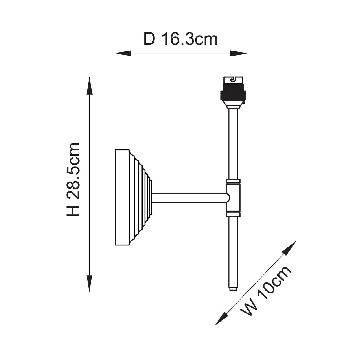 Endon Obelisk T Bar Wall Fitting Brushed aged brass plate