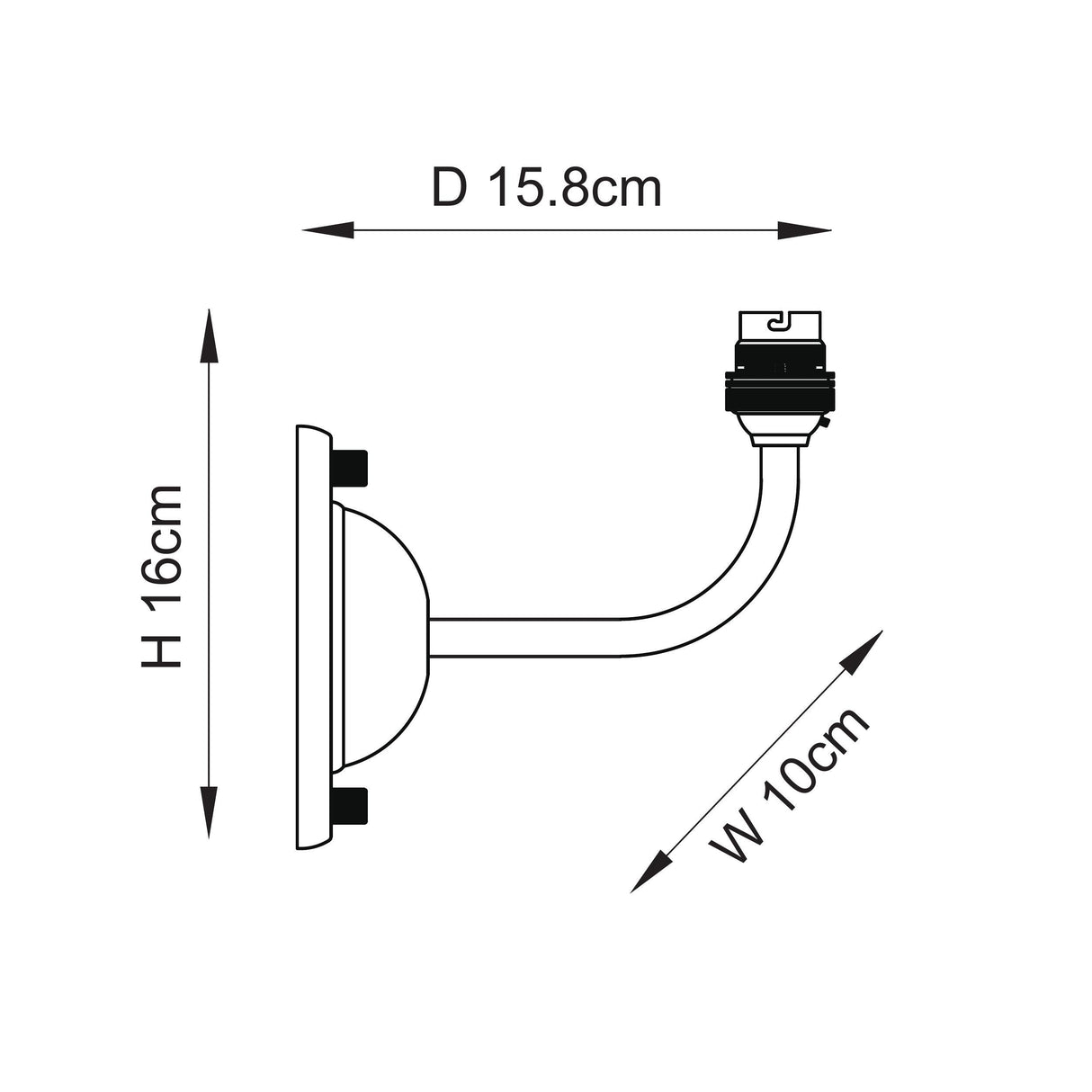 Endon Dome Arc Wall Fitting Brushed aged brass plate
