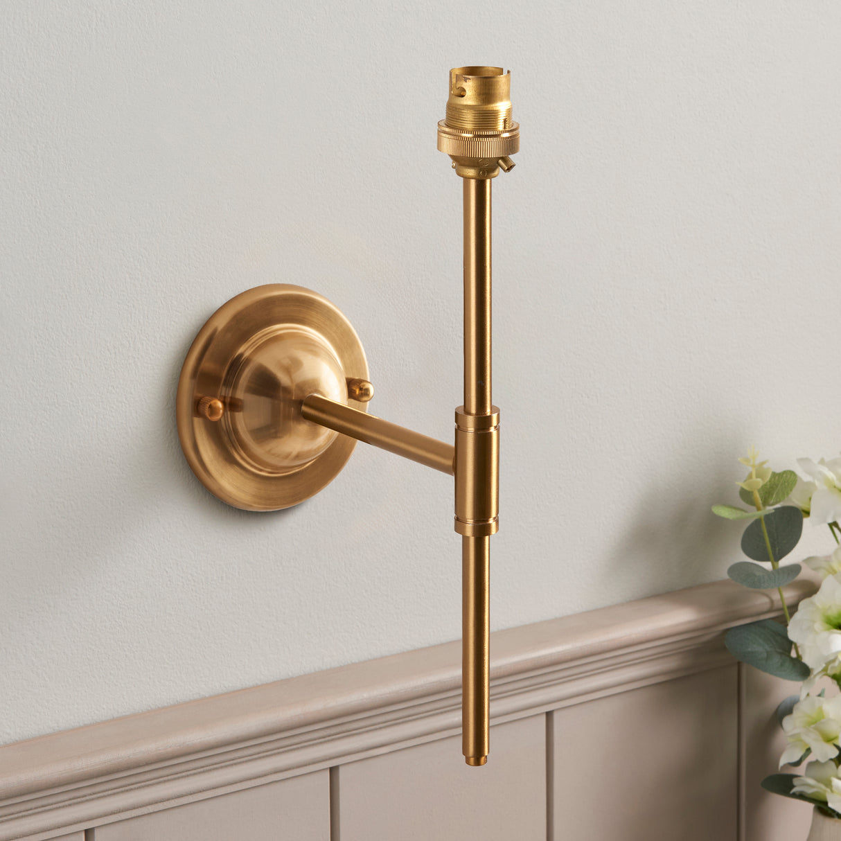 Endon Dome T Bar Wall Fitting Brushed aged brass plate