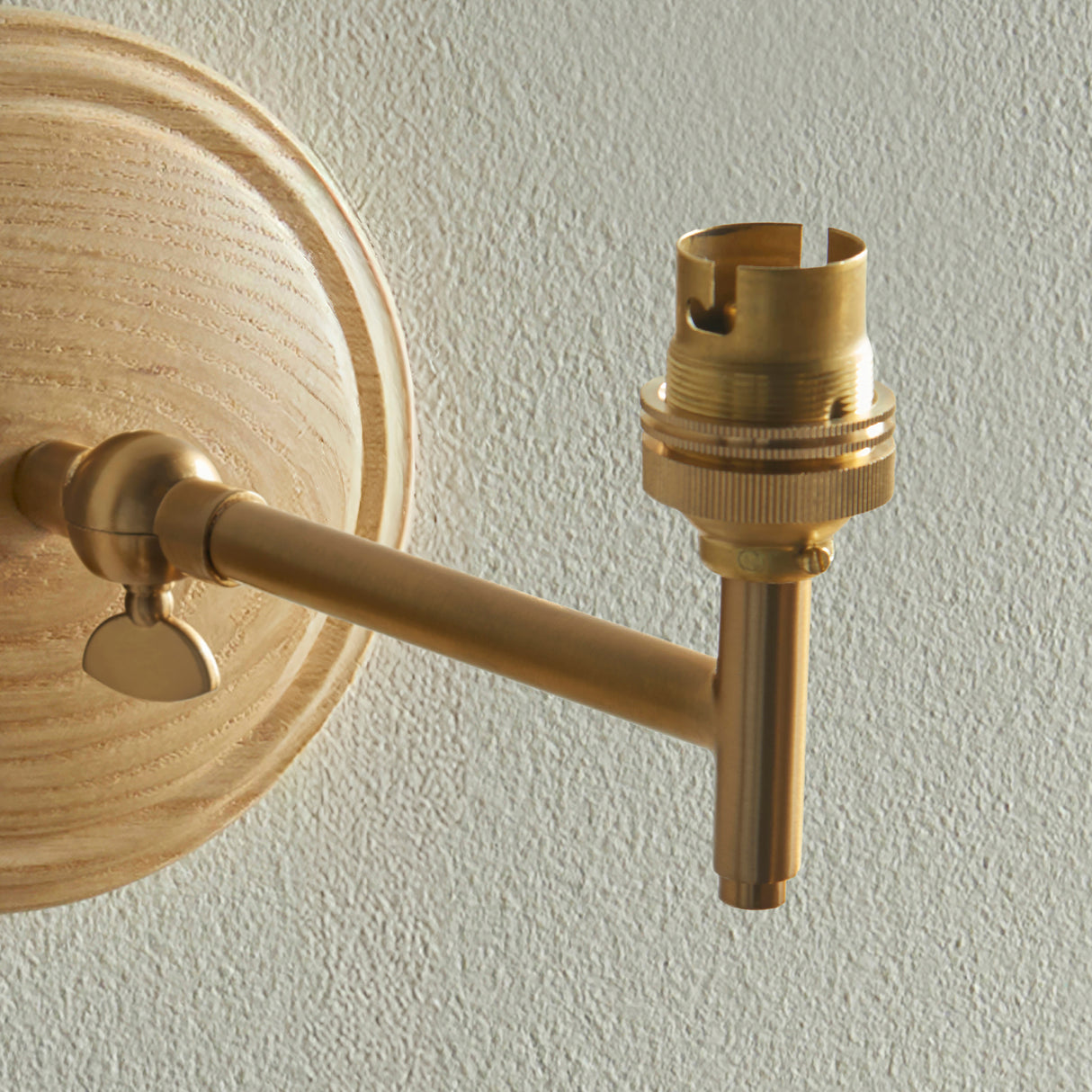 Endon Wood Fold Wall Fitting Ash wood & brushed aged brass plate