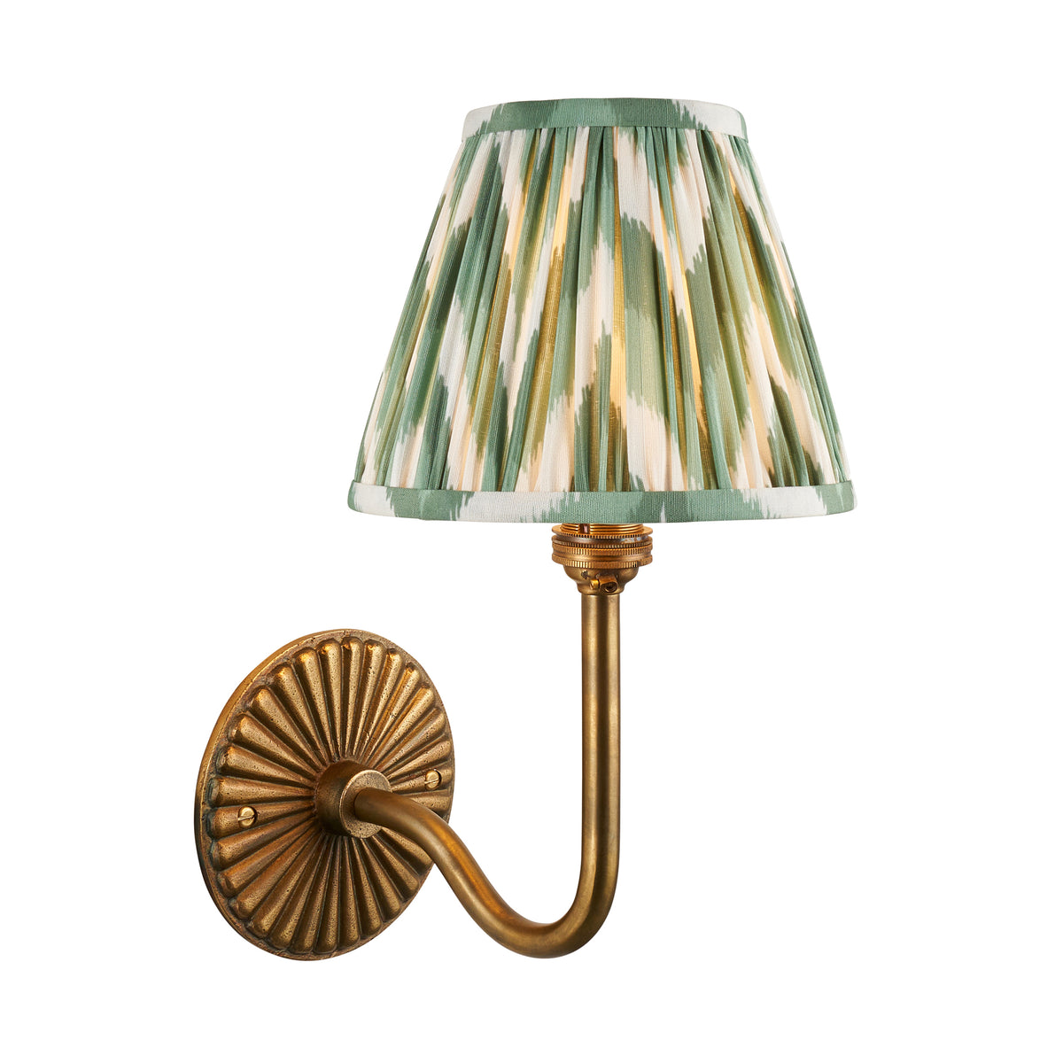 Endon Dahlia Swan & Zigzag 16cm Wall Antique brass & cotswold green fabric