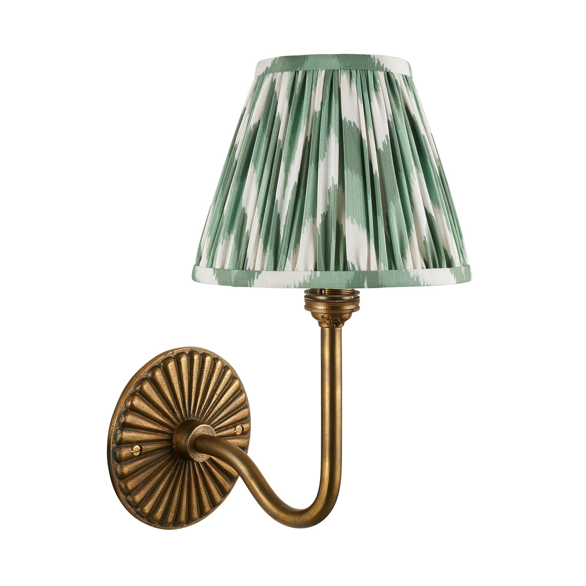 Endon Dahlia Swan & Zigzag 16cm Wall Antique brass & cotswold green fabric