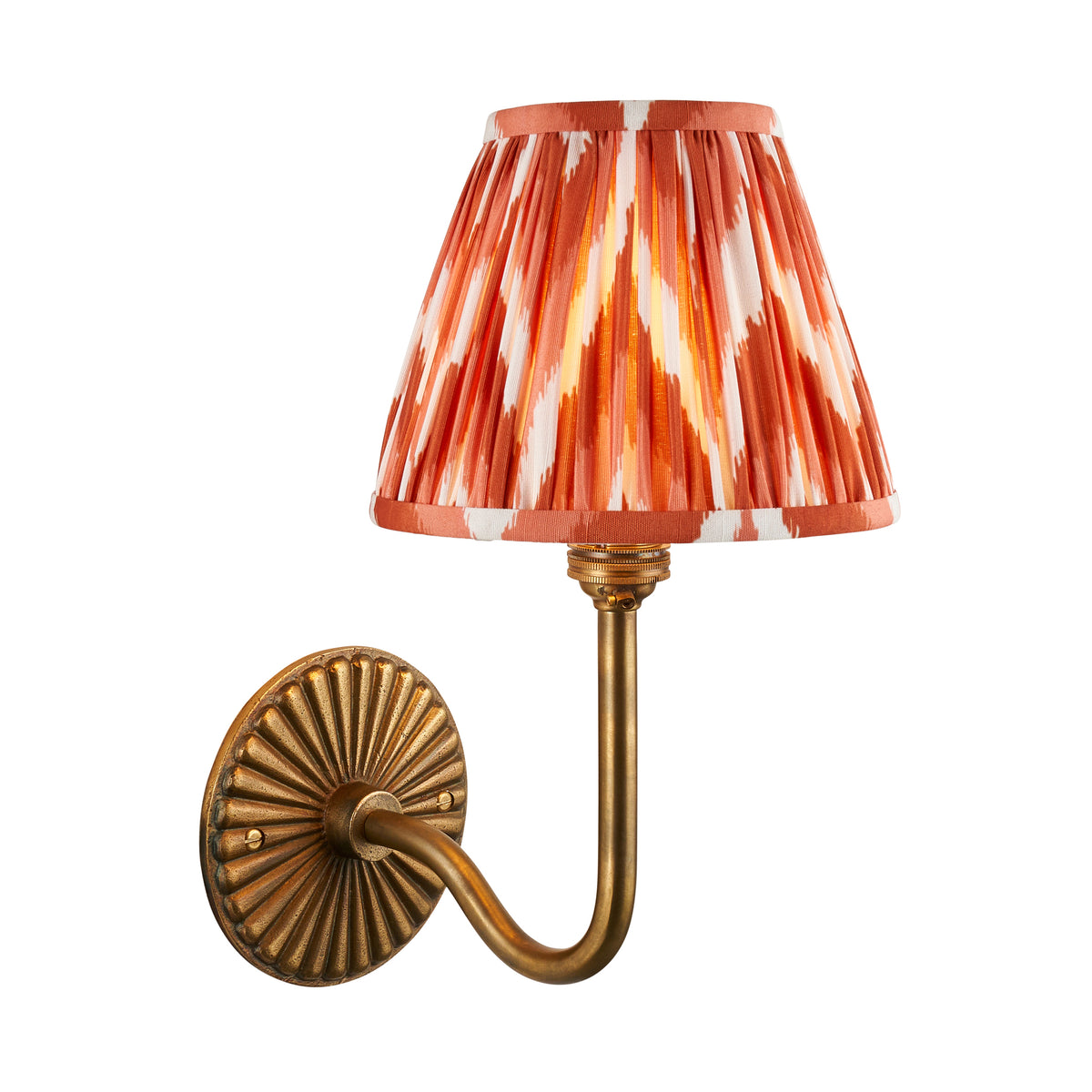 Endon Dahlia Swan & Zigzag 16cm Wall Antique brass & apricot orange fabric