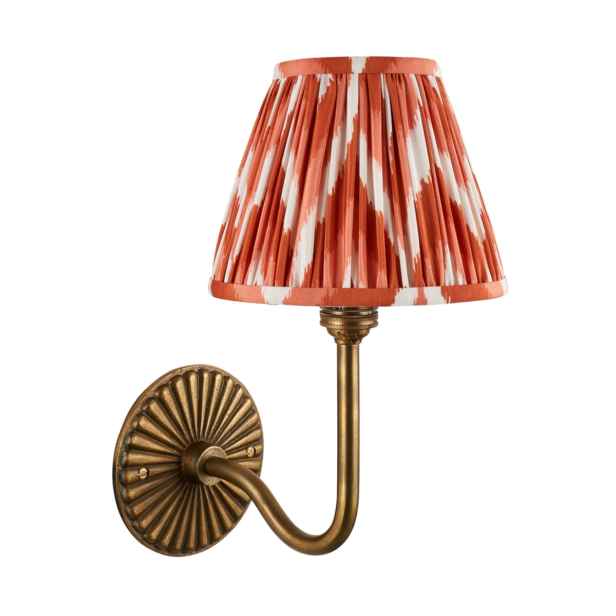 Endon Dahlia Swan & Zigzag 16cm Wall Antique brass & apricot orange fabric