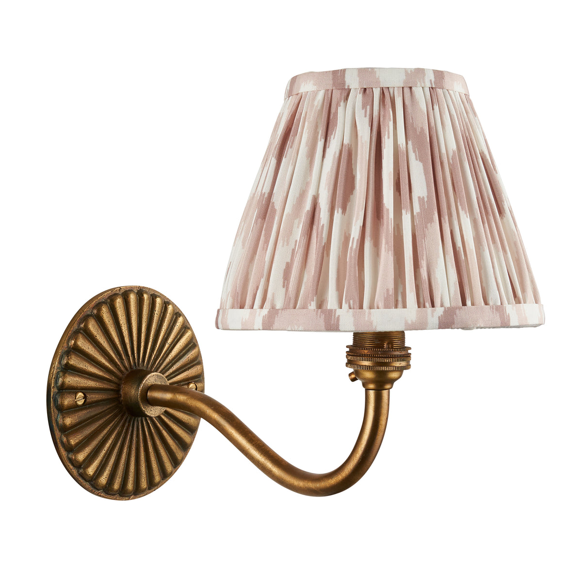Endon Dahlia Curve & Ikat 16cm Wall Antique brass & neutral print fabric