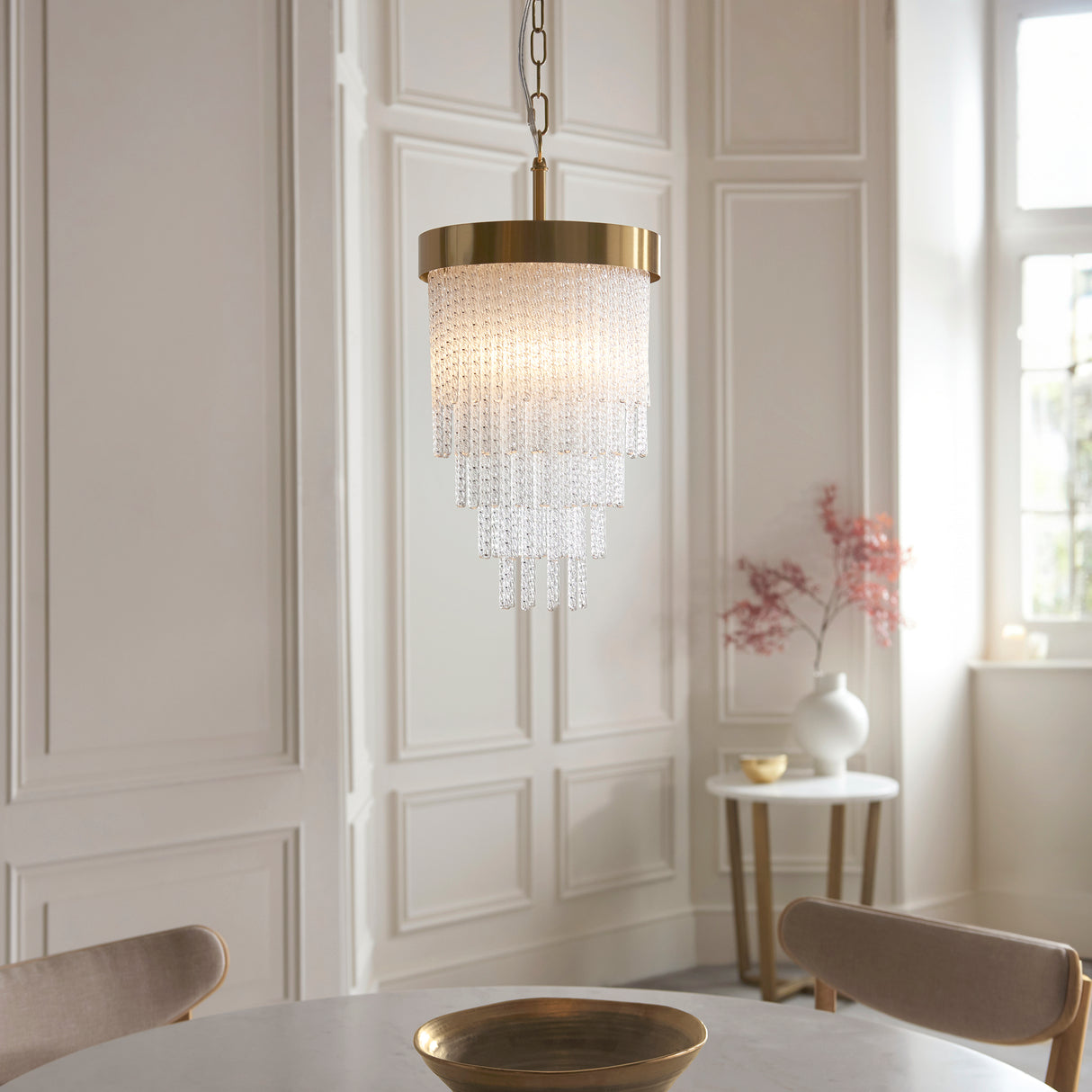 Endon Anistoria Pendant Brushed aged brass plate & clear glass