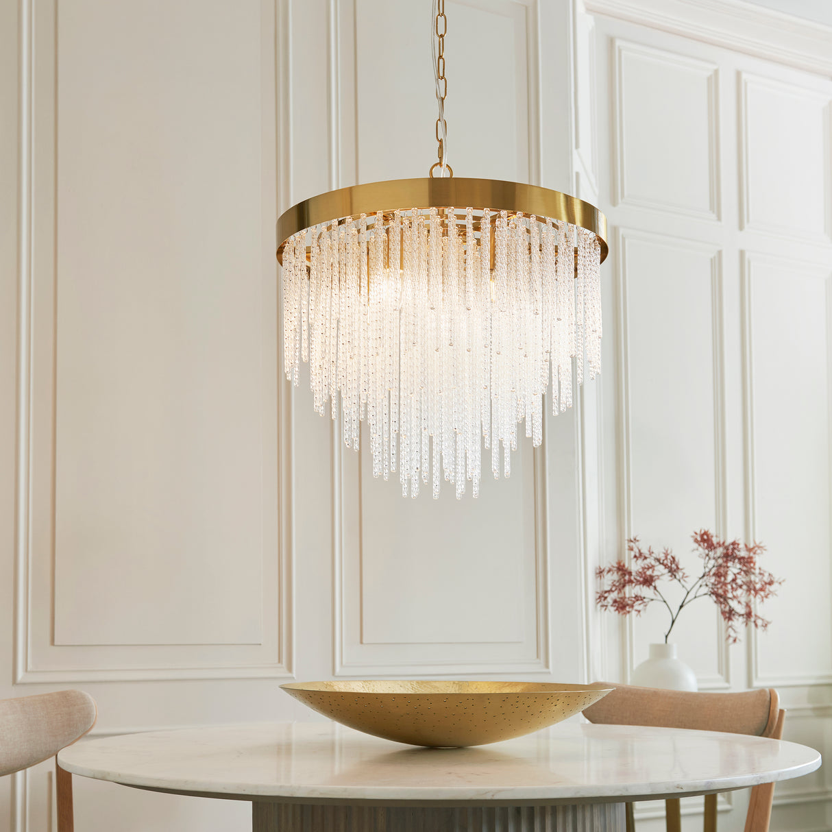 Endon Anistoria 5Lt Pendant Brushed aged brass plate & clear glass