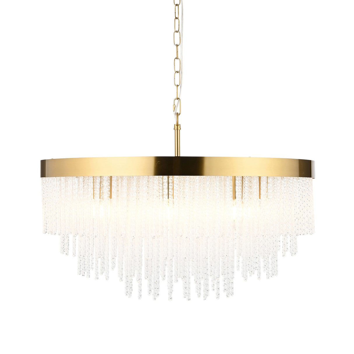 Endon Anistoria Grand 9Lt Pendant Brushed aged brass plate & clear glass