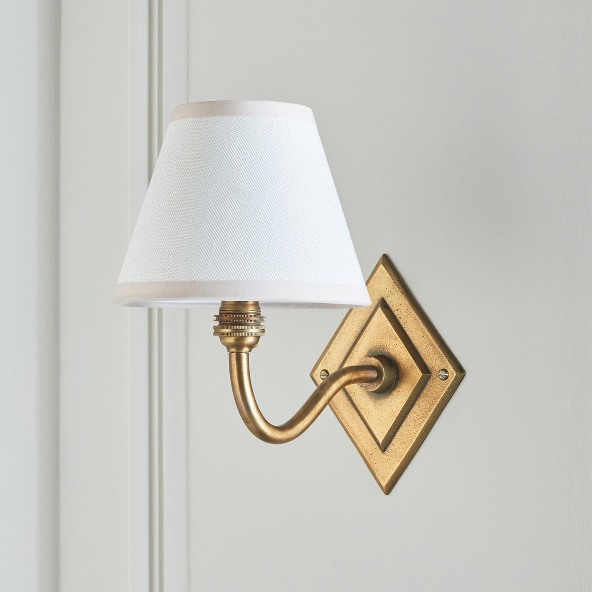 Endon Diamond Curve & Ivy 16cm Wall Antique brass & vintage white fabric