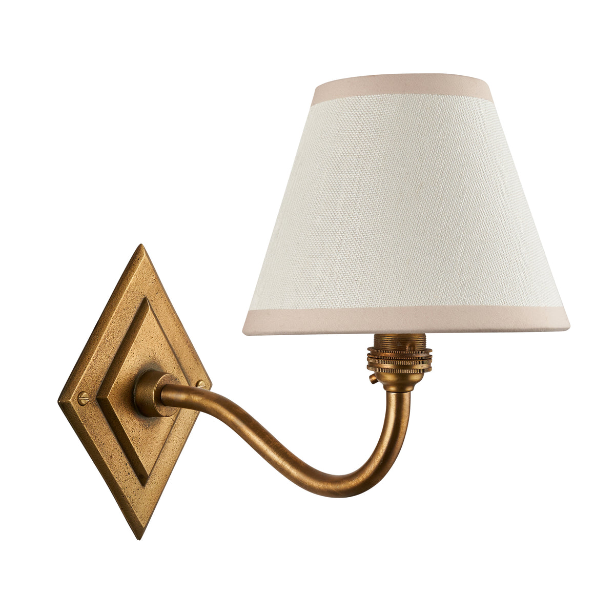 Endon Diamond Curve & Ivy 16cm Wall Antique brass & vintage white fabric