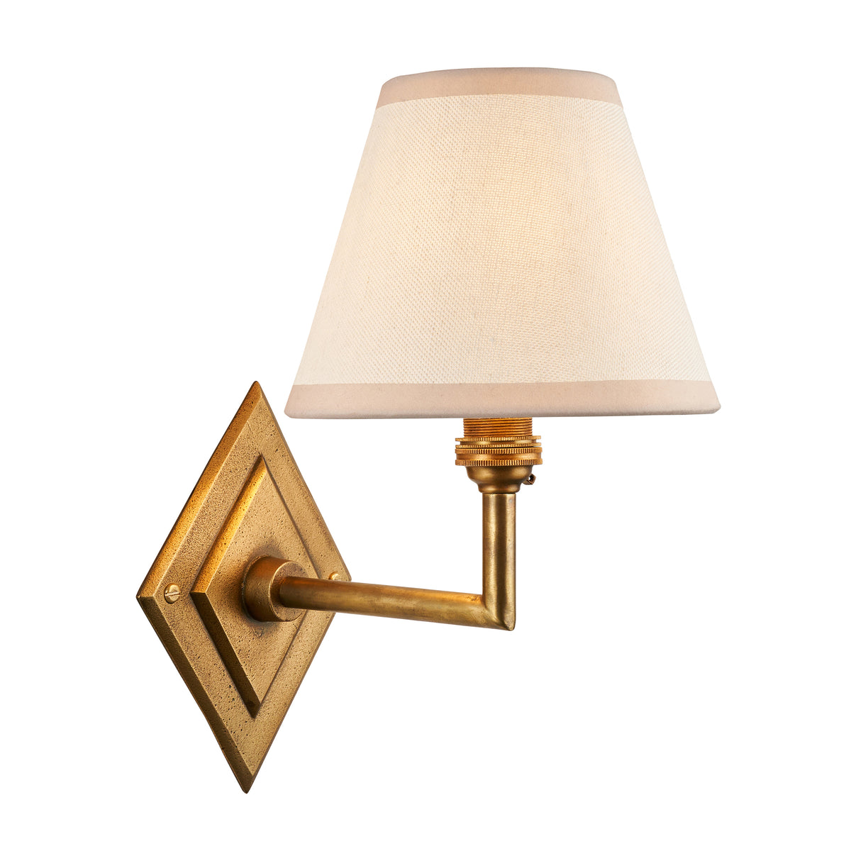 Endon Diamond Angle & Ivy 16cm Wall Antique brass & vintage white fabric