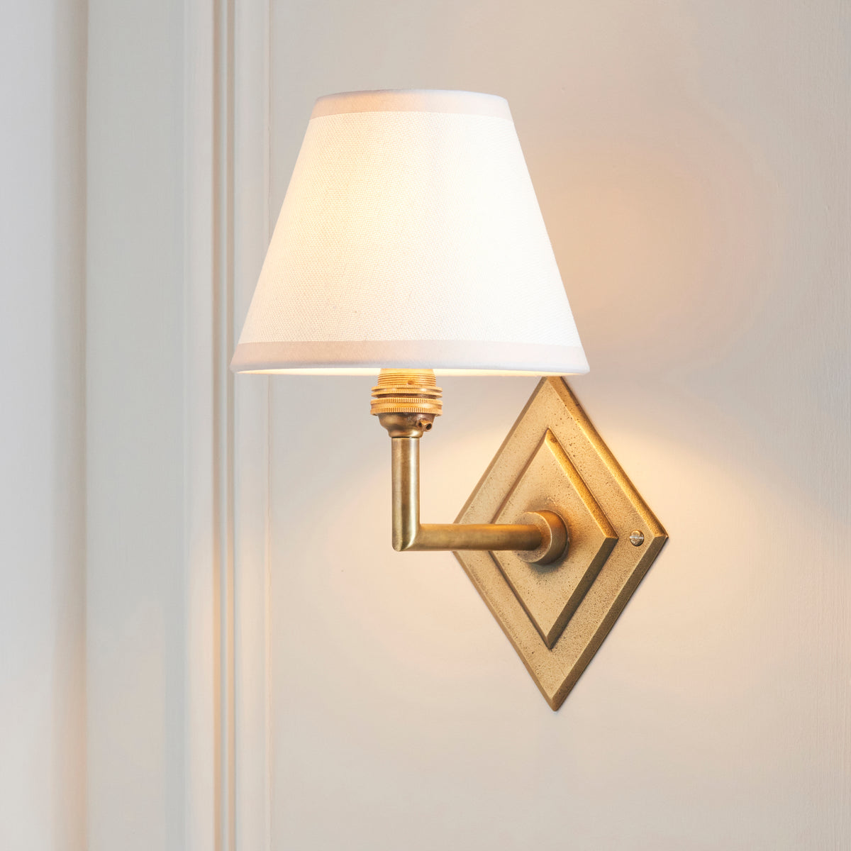 Endon Diamond Angle & Ivy 16cm Wall Antique brass & vintage white fabric