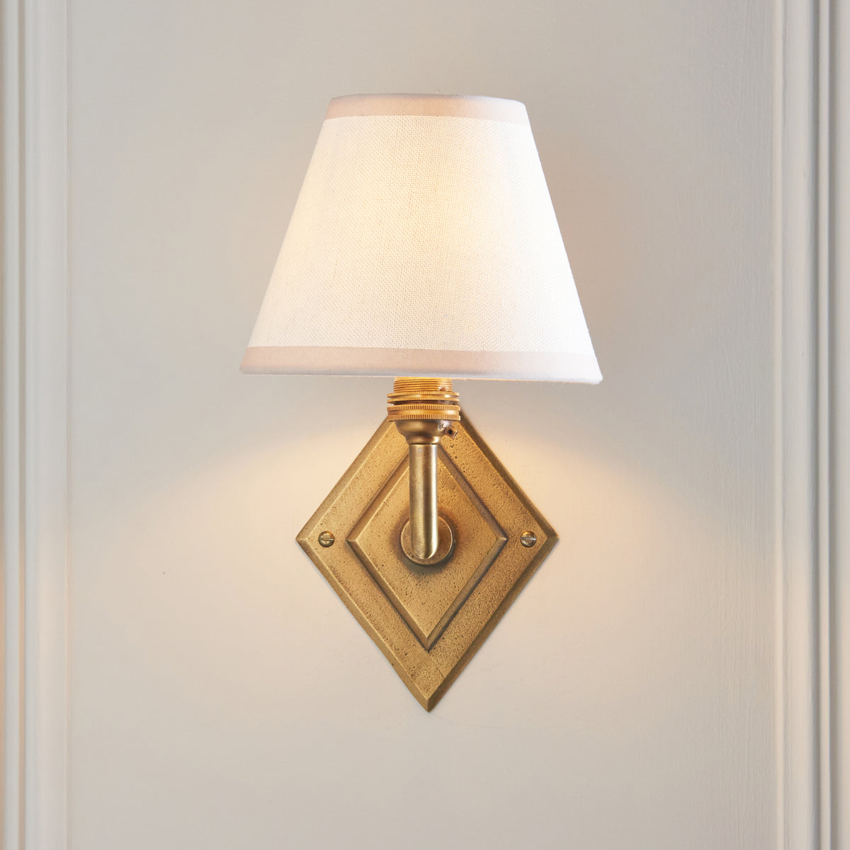 Endon Diamond Angle & Ivy 16cm Wall Antique brass & vintage white fabric